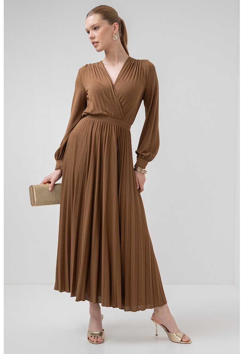 Rochie cu decolteu in V si maneci lungi Cascia