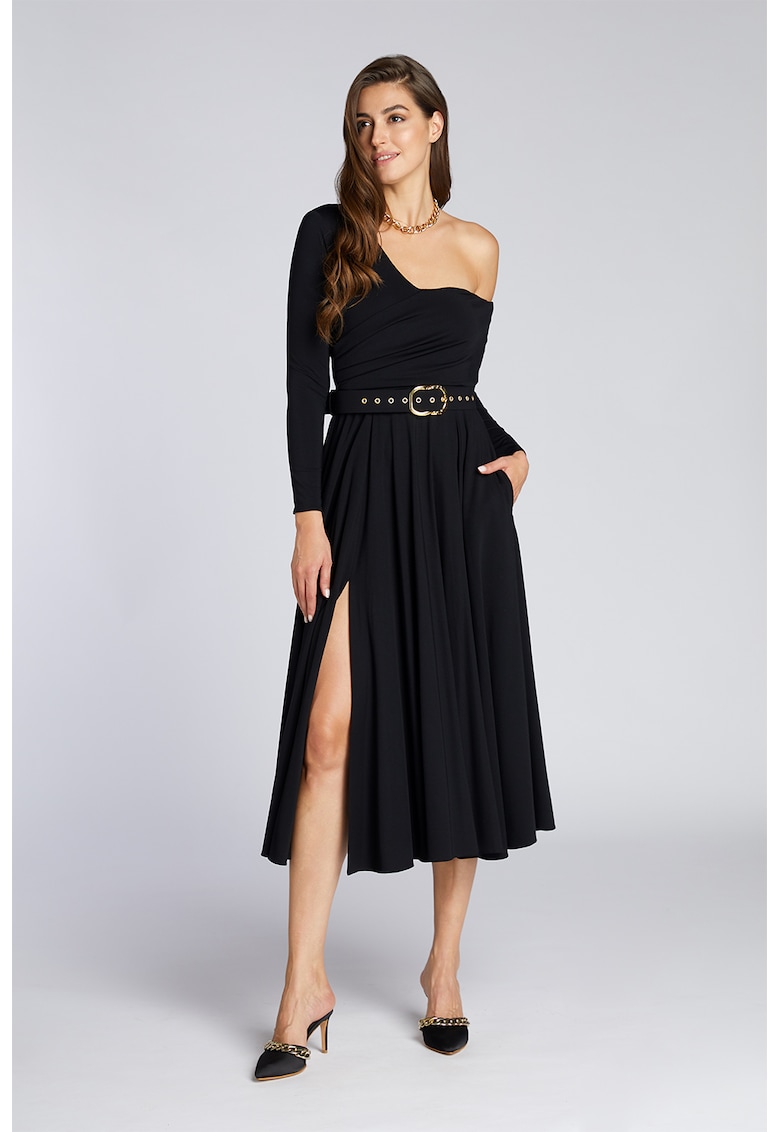 Rochie cu decolteu pe un umar si slit lateral