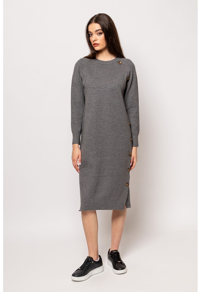 Rochie cu decolteu rotund si nasturi laterali Heather