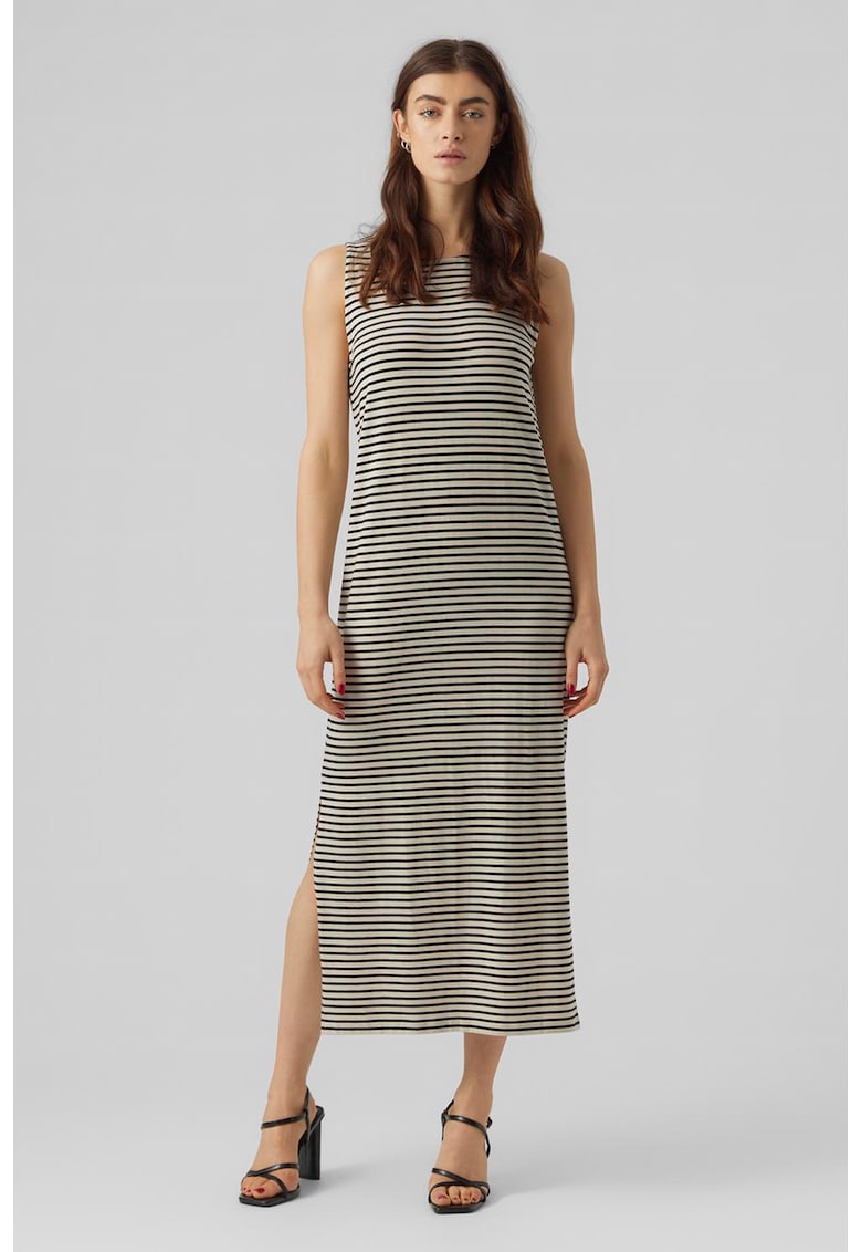 Rochie cu dungi si slituri laterale