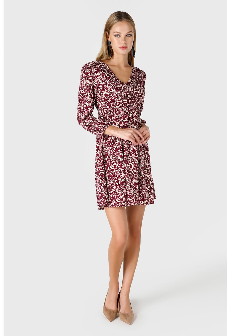 Rochie cu imprimeu abstract si decolteu in V
