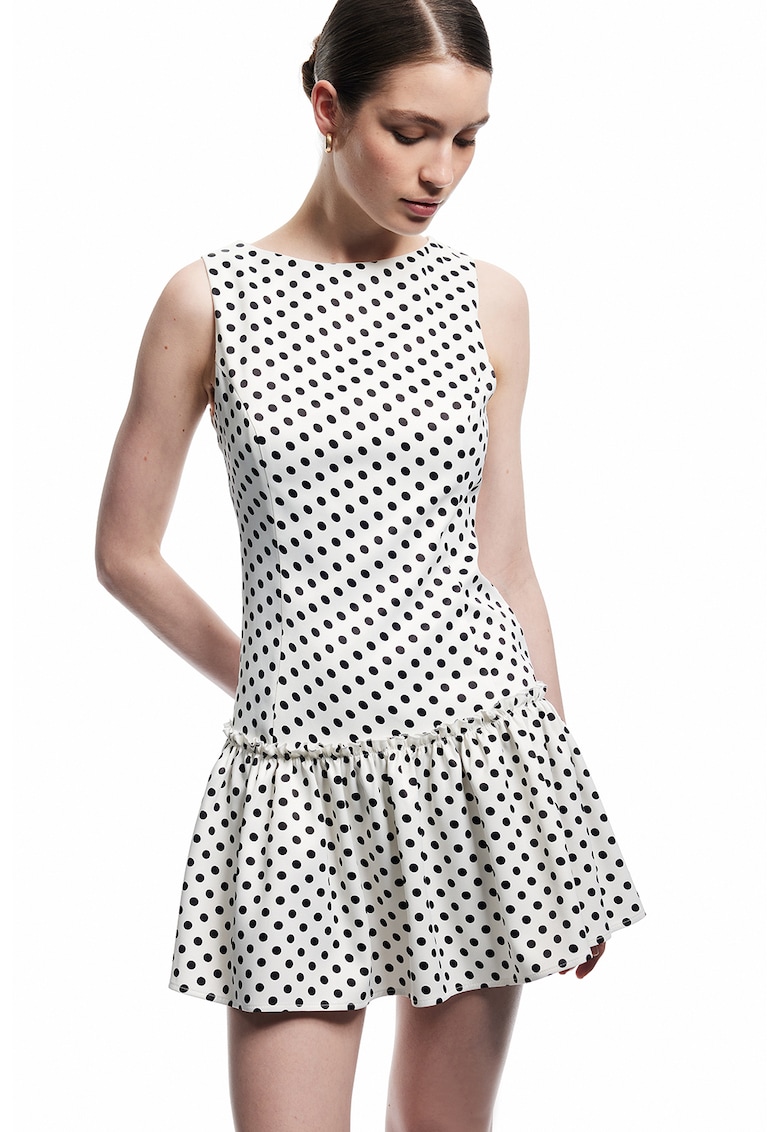 Rochie cu imprimeu cu buline - fara maneci