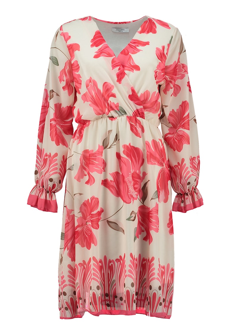 Rochie cu imprimeu floral si maneci lungi