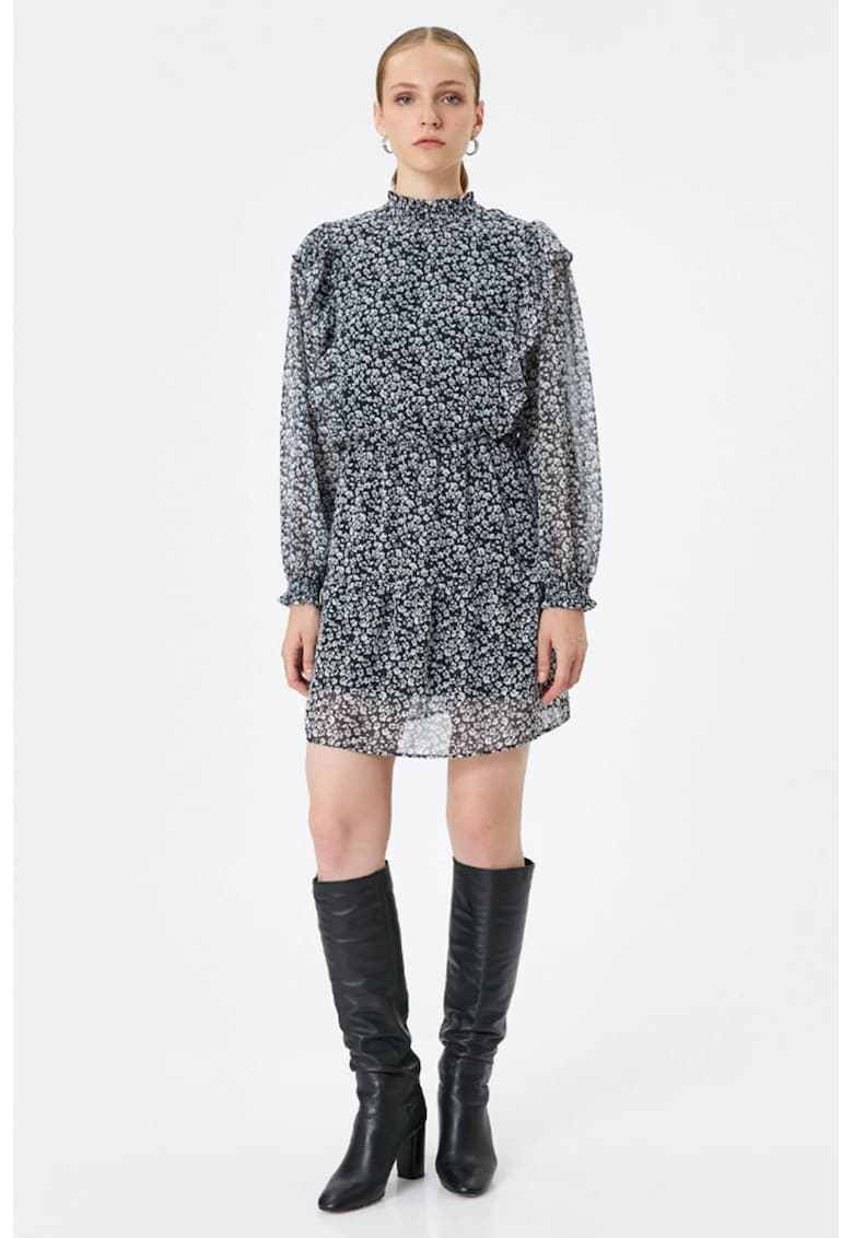 Rochie cu imprimeu floral si volane