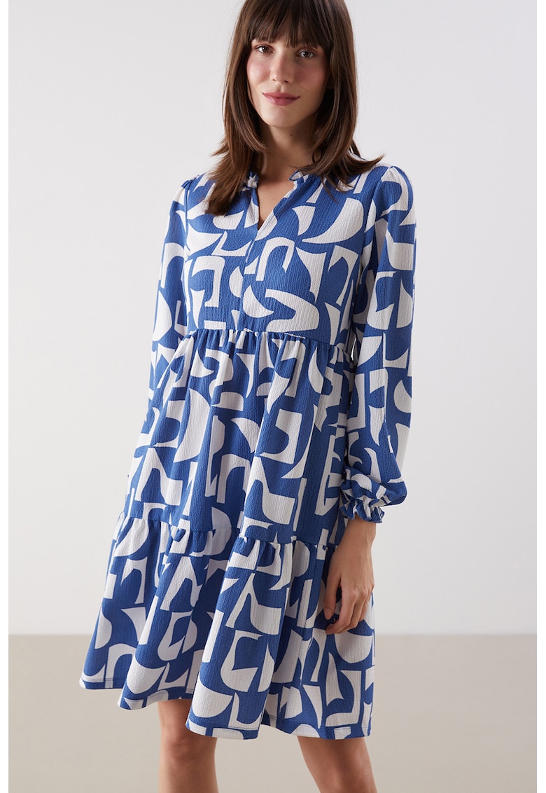 Rochie cu imprimeu si maneci lungi
