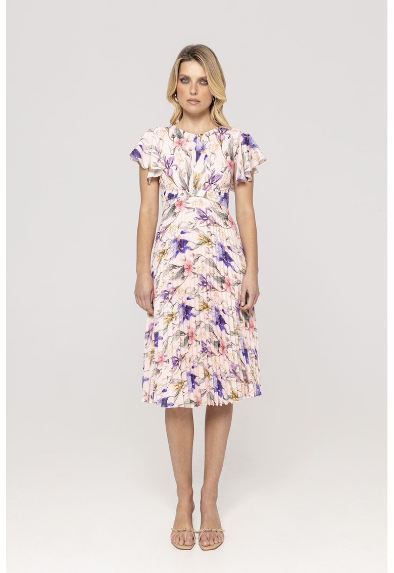 Rochie cu maneci butterfly si model floral