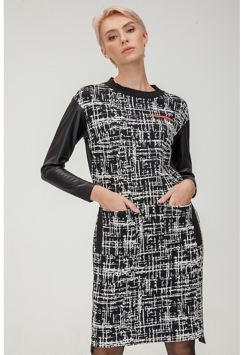 Rochie cu maneci din piele ecologica