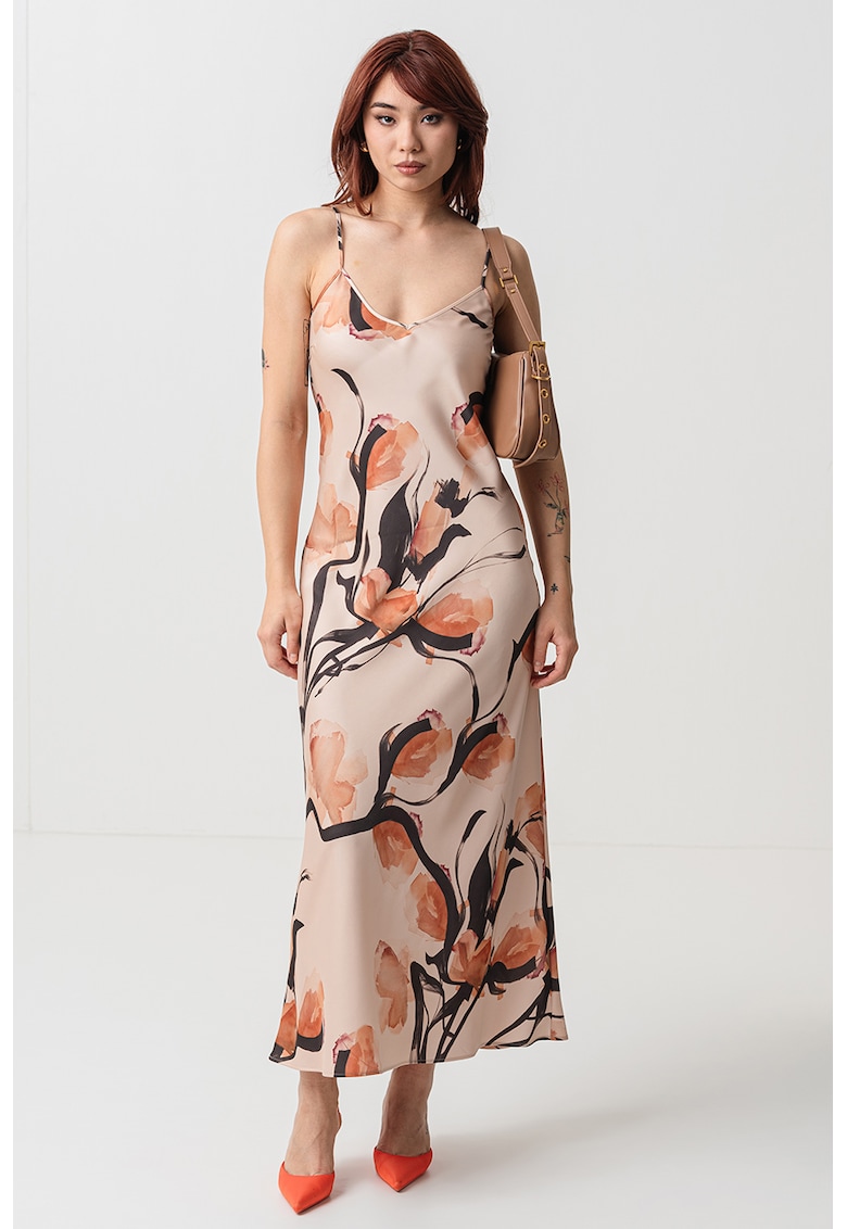 Rochie cu model floral si decolteu in V