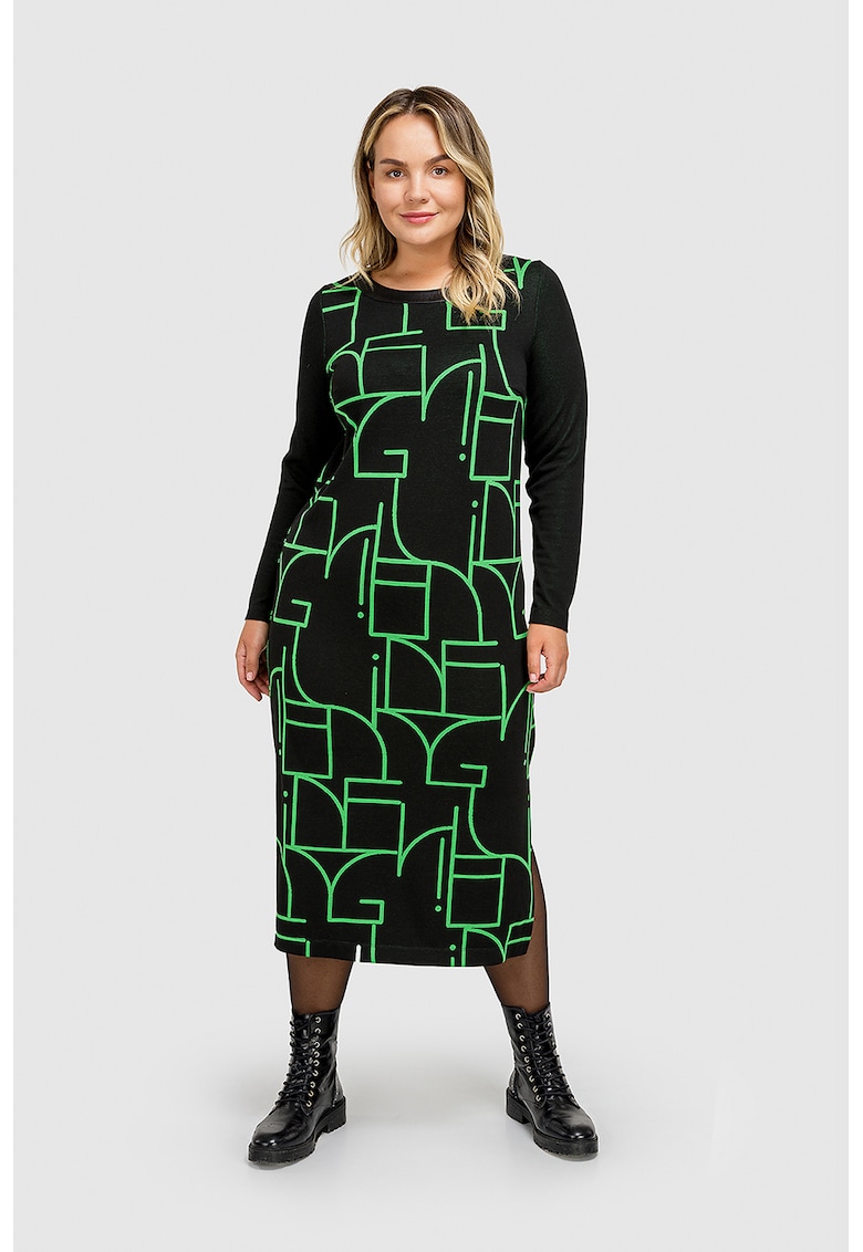 Rochie cu model geometric si slit lateral