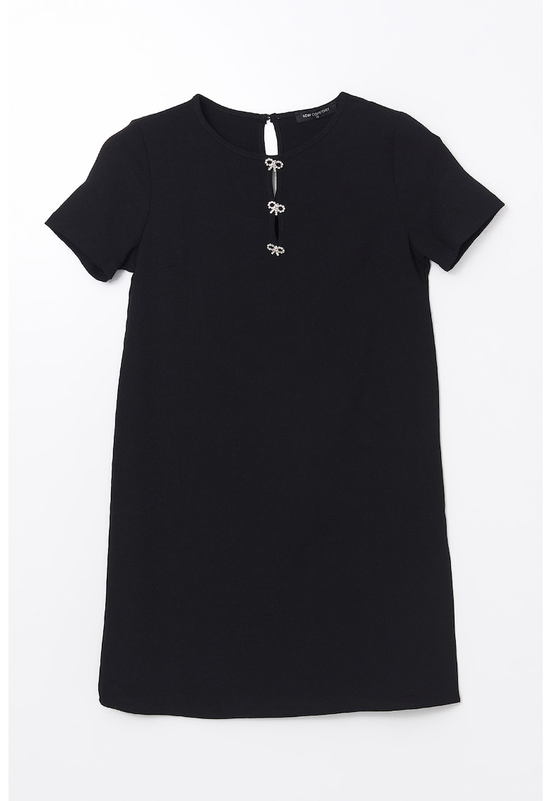 Rochie cu model uni si detalii cu funda