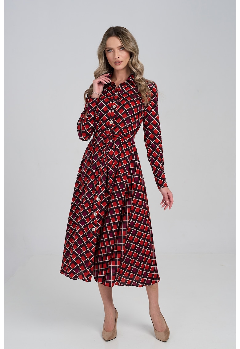 Rochie cu nasturi si model geometric
