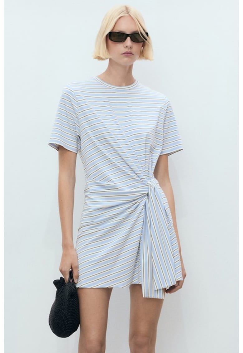 Rochie cu nod lateral si model in dungi