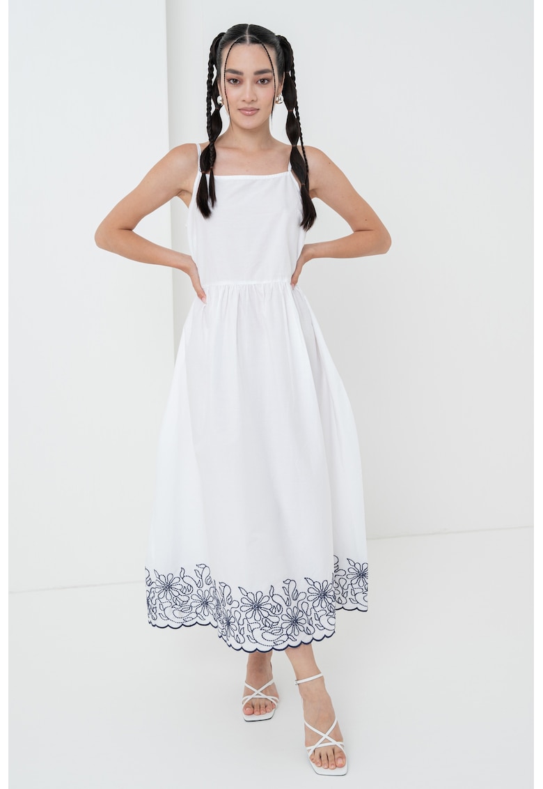 Rochie de bumbac cu broderie florala