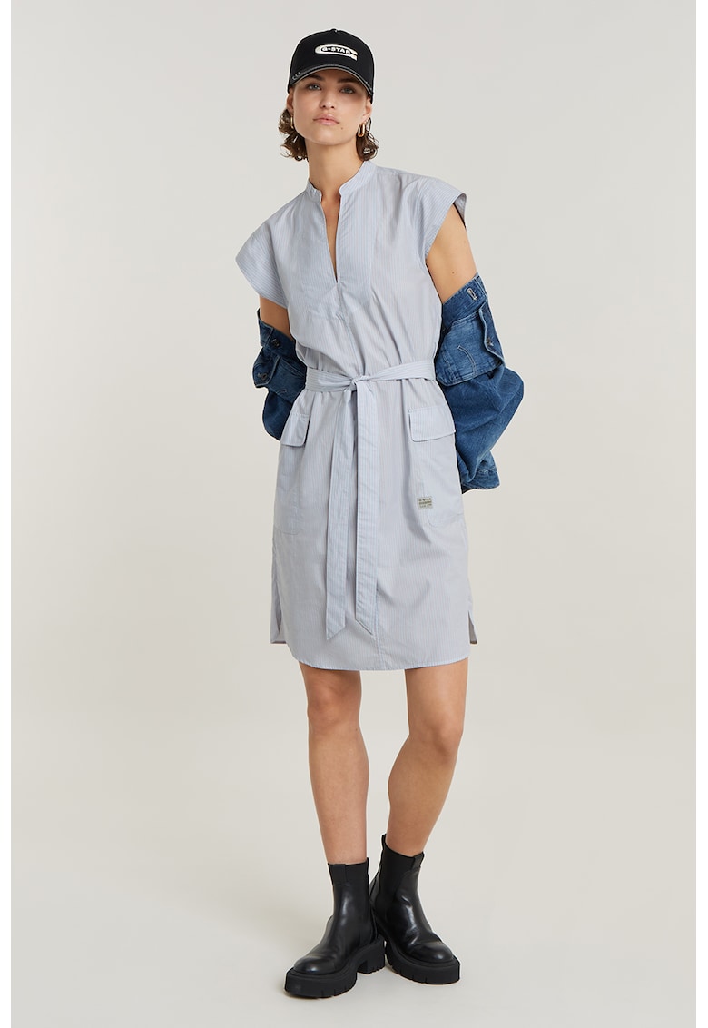 Rochie de bumbac cu cordon in talie