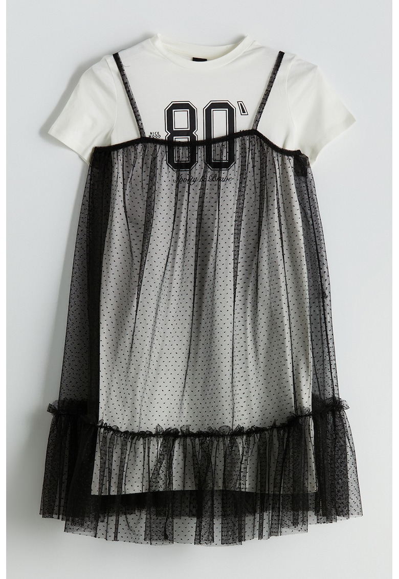 Rochie de bumbac cu tul