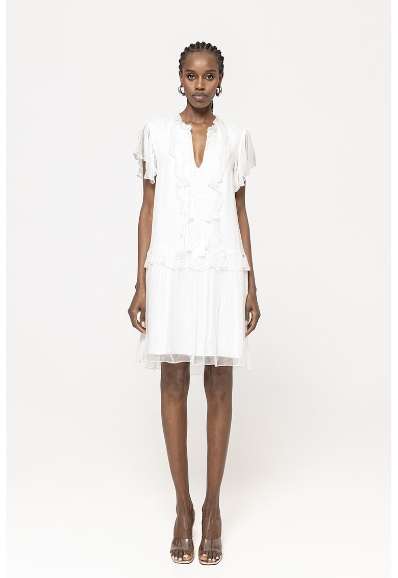 Rochie de matase cu volane