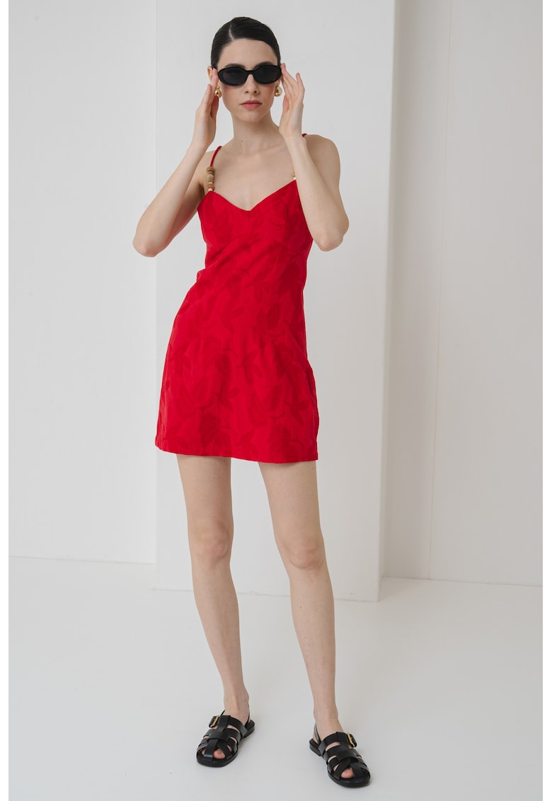 Rochie din amestec de bumbac cu decolteu in V