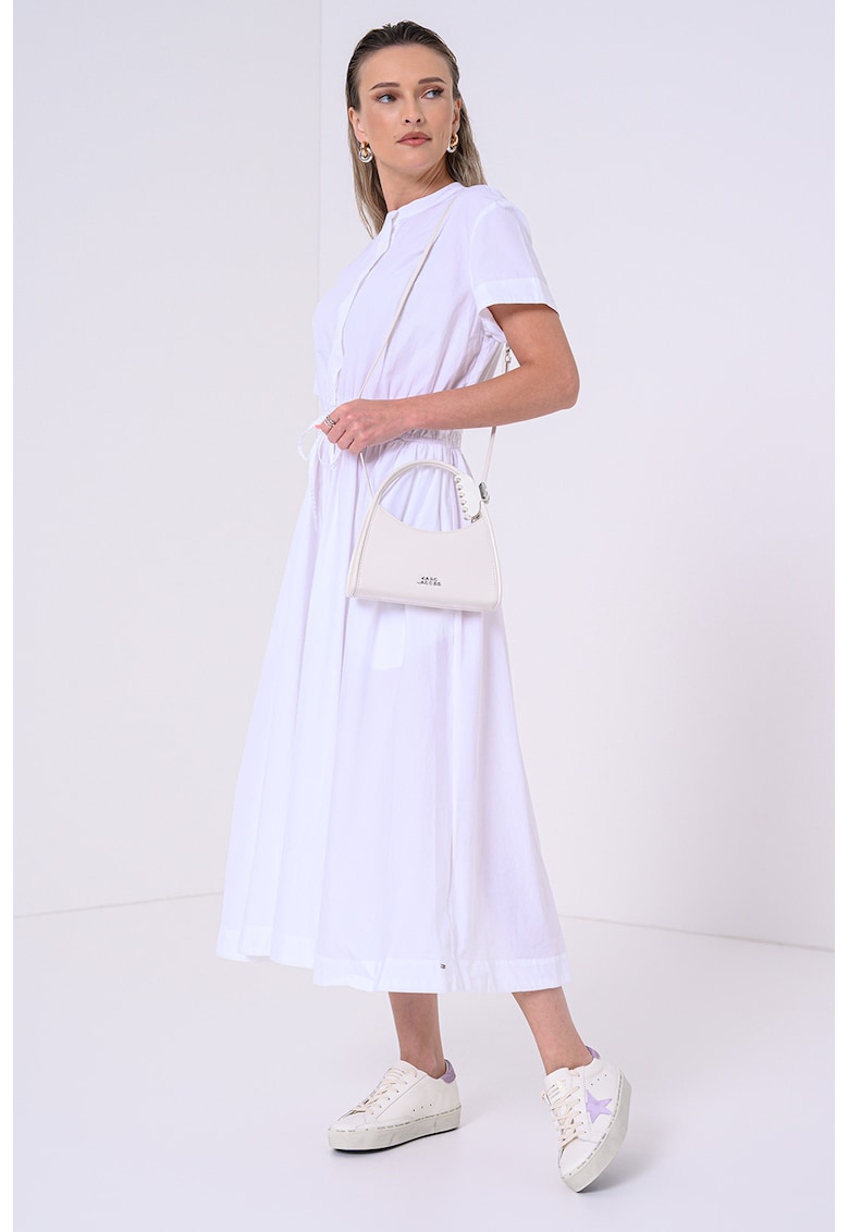 Rochie din amestec de bumbac organic cu snur in talie