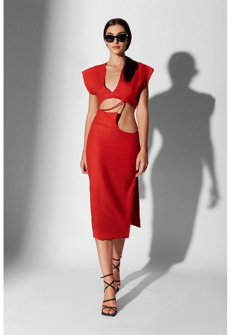 Rochie din amestec de in cu decupaje Rubi