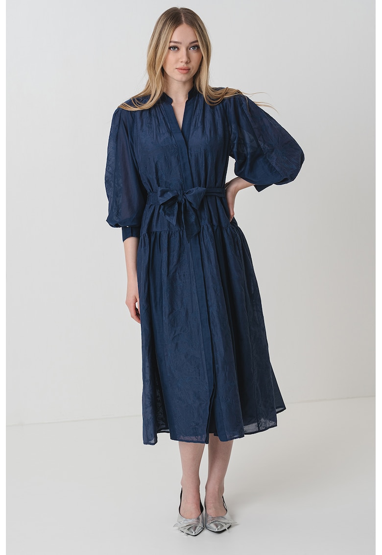 Rochie din amestec de matase cu maneci bufante