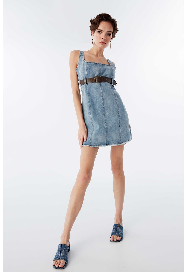 Rochie din denim cu decolteu patrat