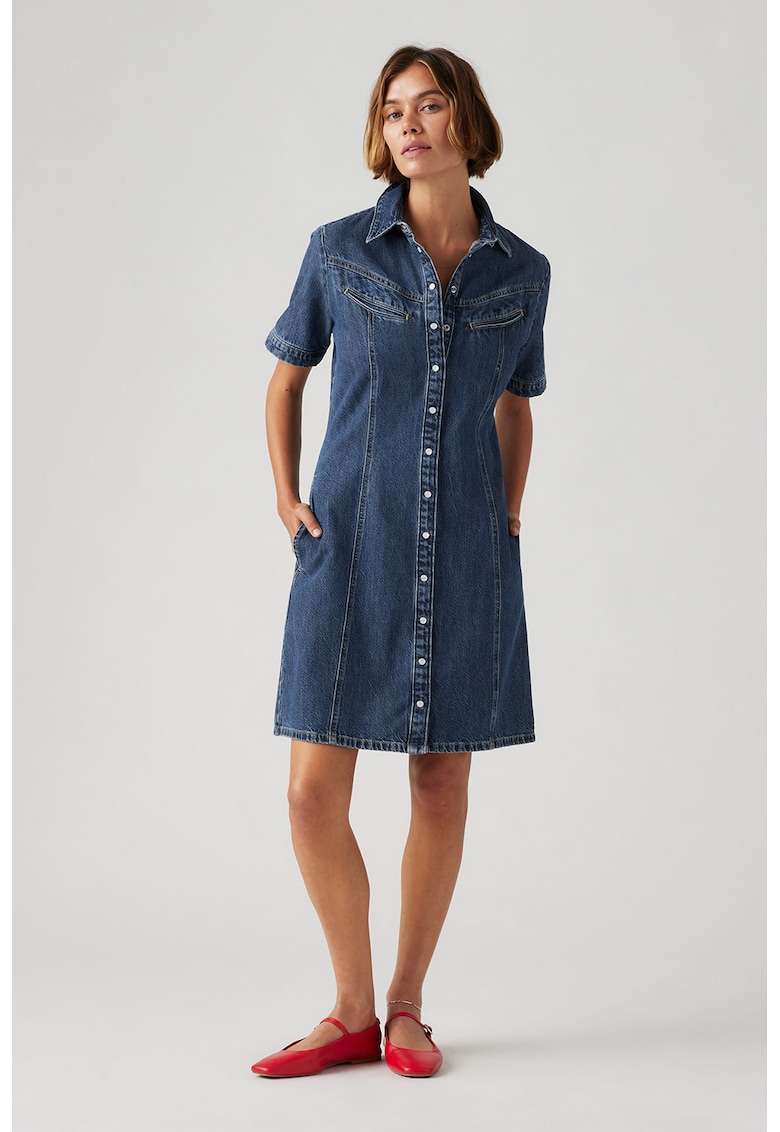 Rochie din denim cu nasturi Rinoa