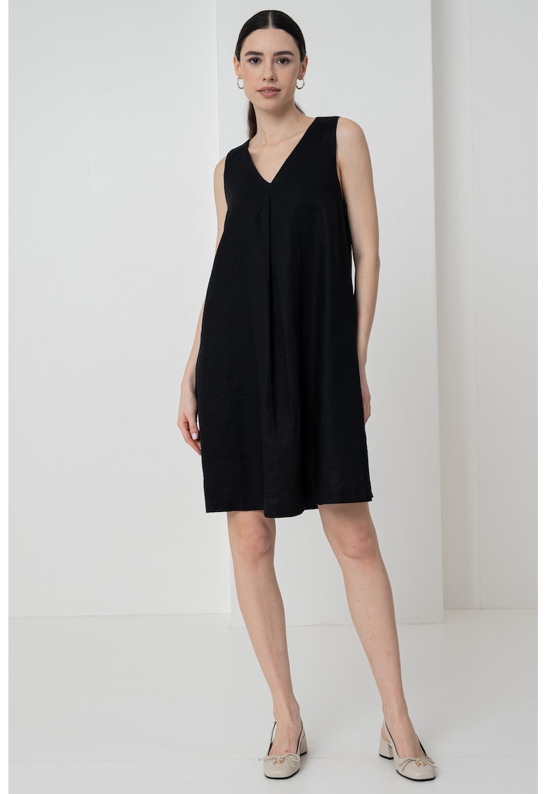 Rochie din in cu buzunare laterale