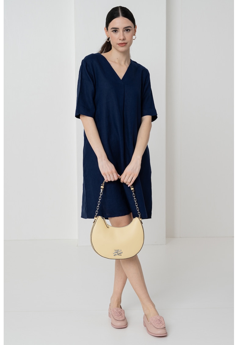 Rochie din in cu decolteu in V