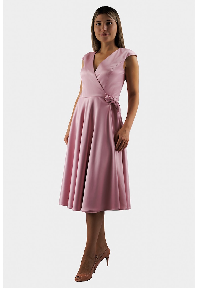Rochie din satin cu decolteu in V