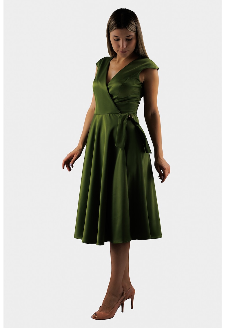 Rochie din satin cu decolteu in V