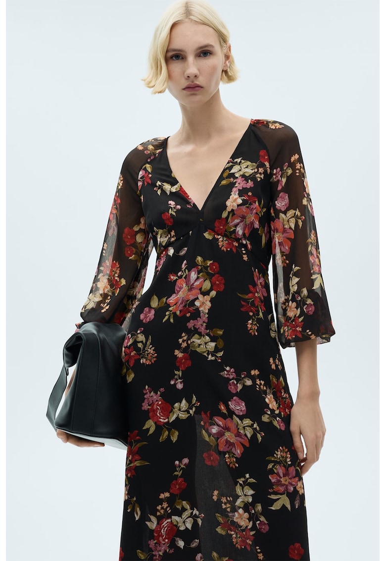 Rochie din sifon cu imprimeu floral