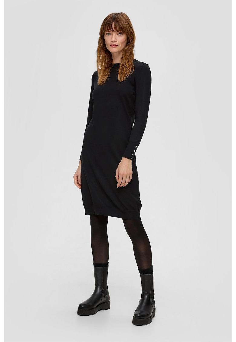 Rochie din tricot cu decolteu la baza gatului