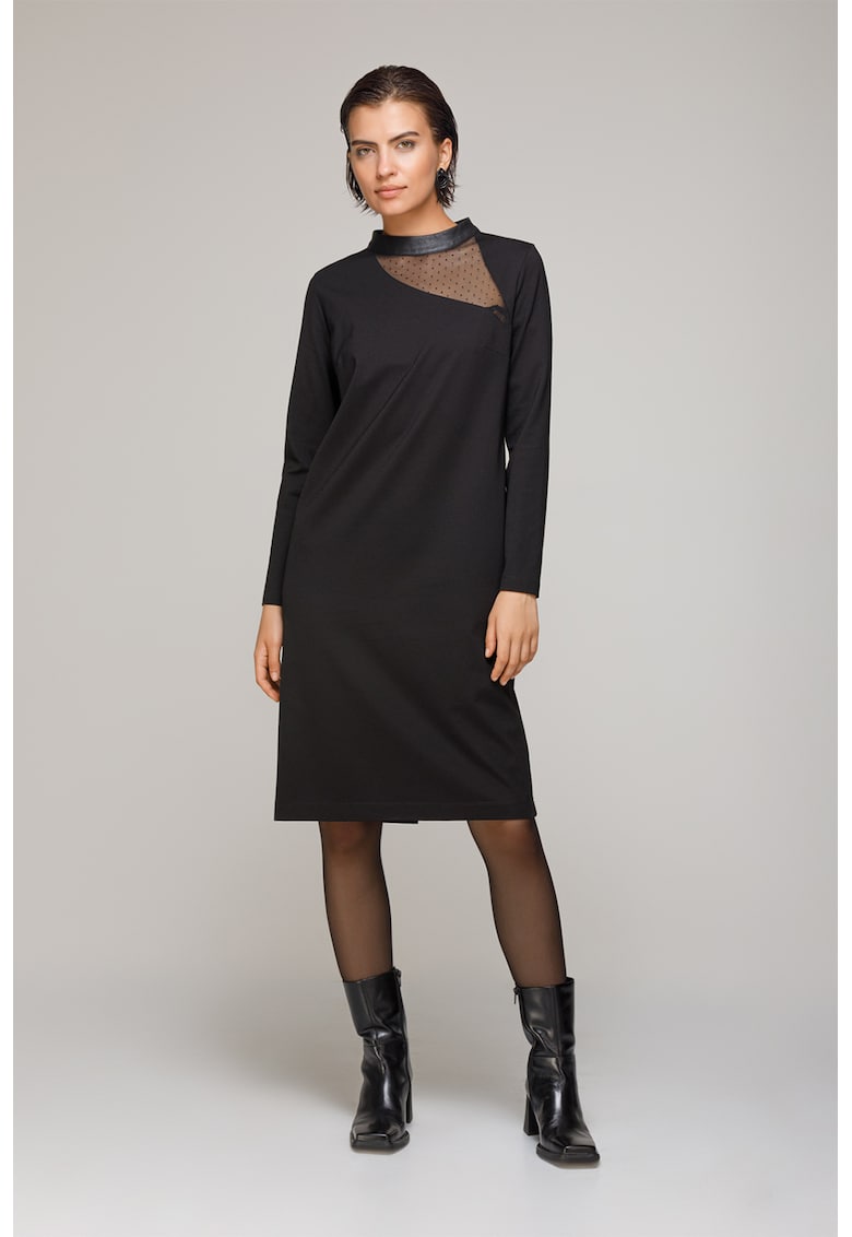 Rochie dreapt cu segmente semitransparent