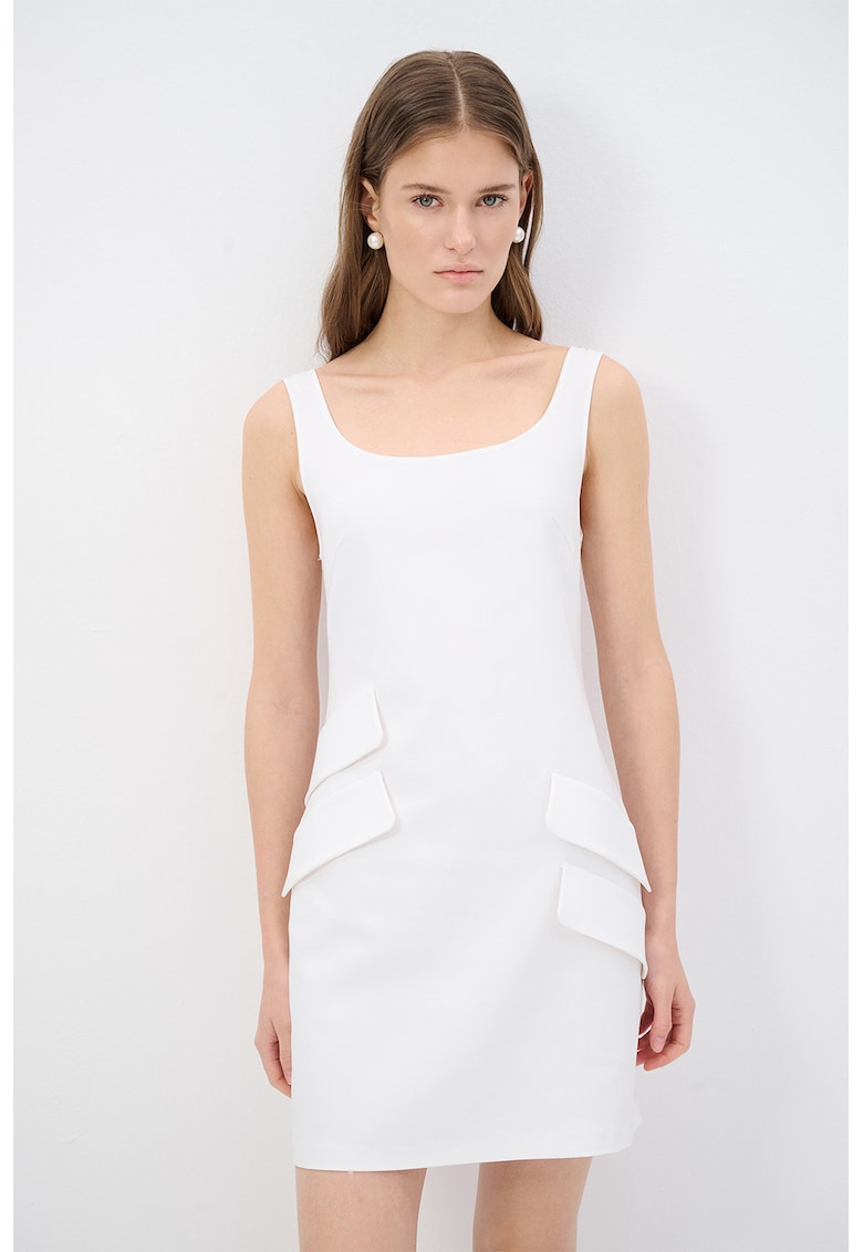 Rochie dreapta din amestec de lyocell cu aplicatii decorative