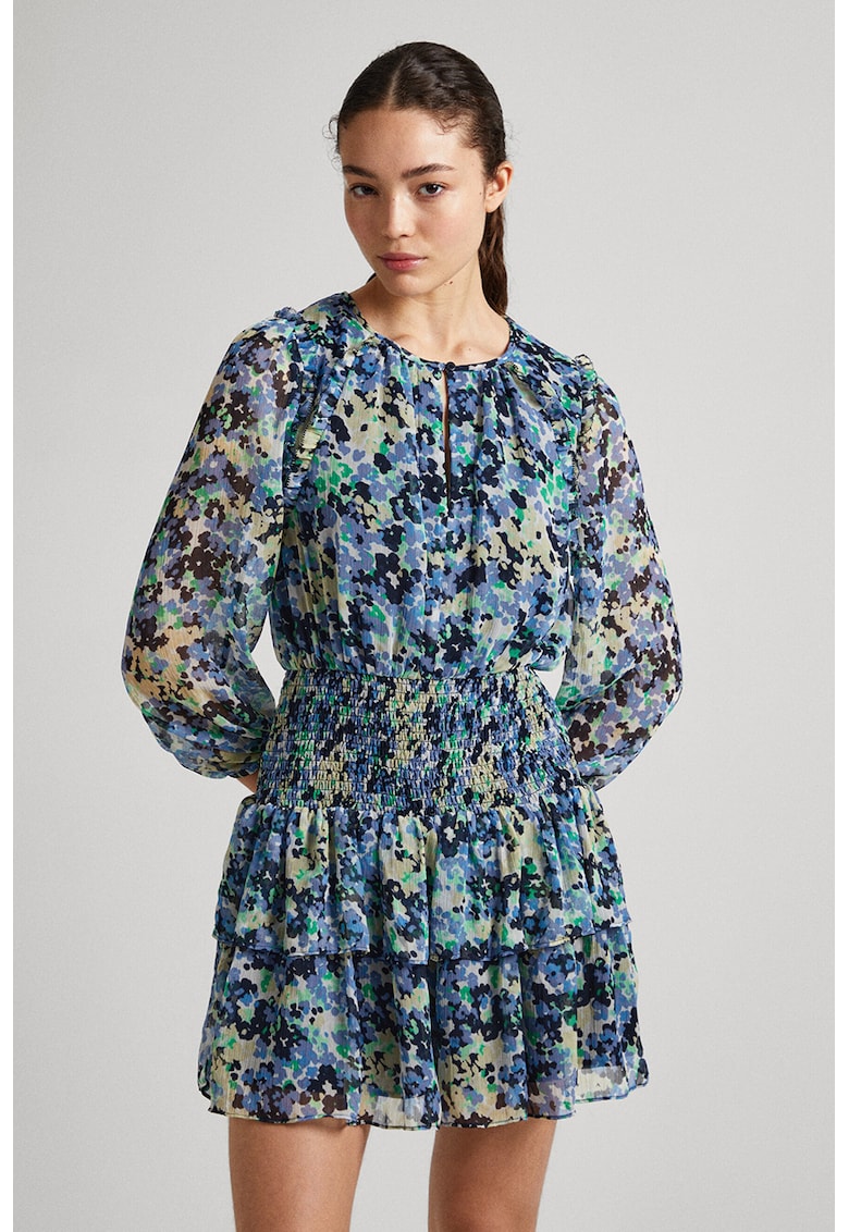 Rochie evazata cu model floral