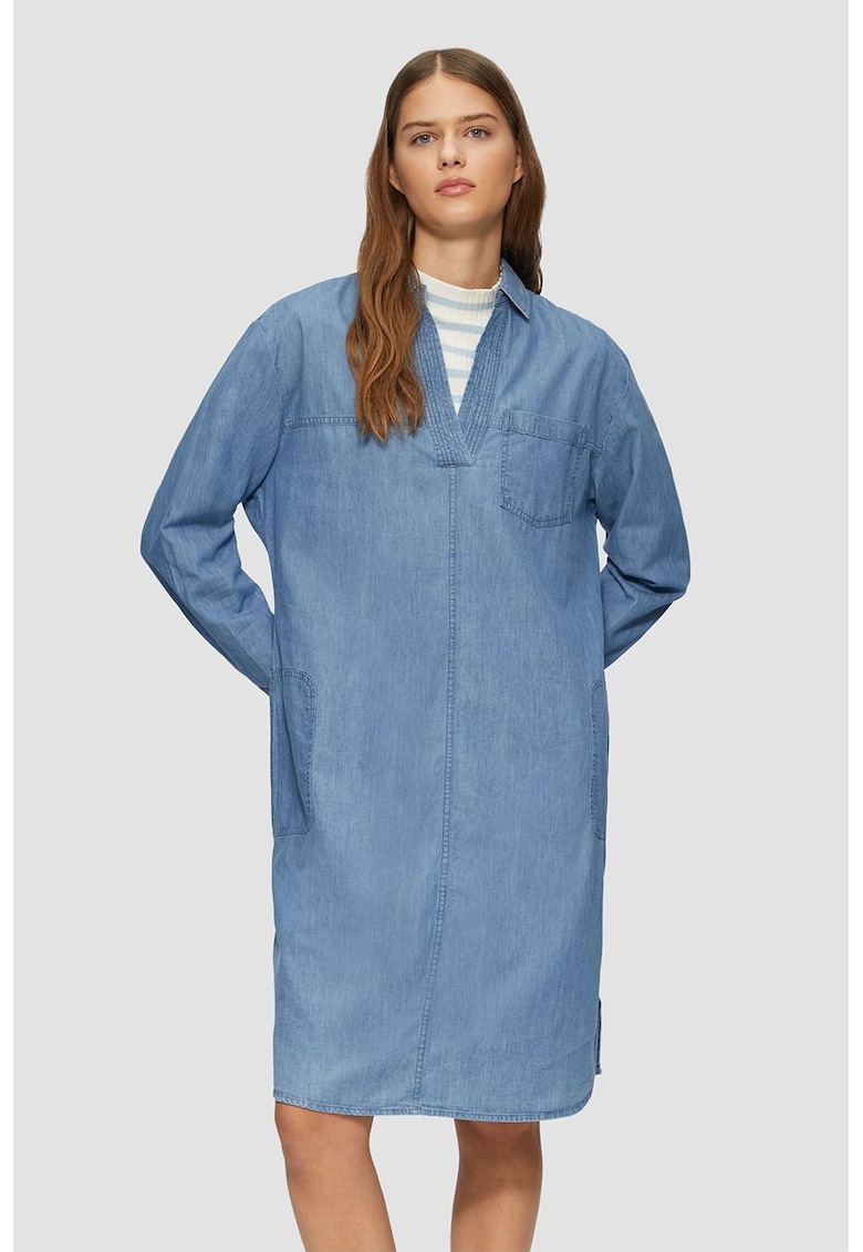 Rochie evazata de bumbac cu decolteu in V