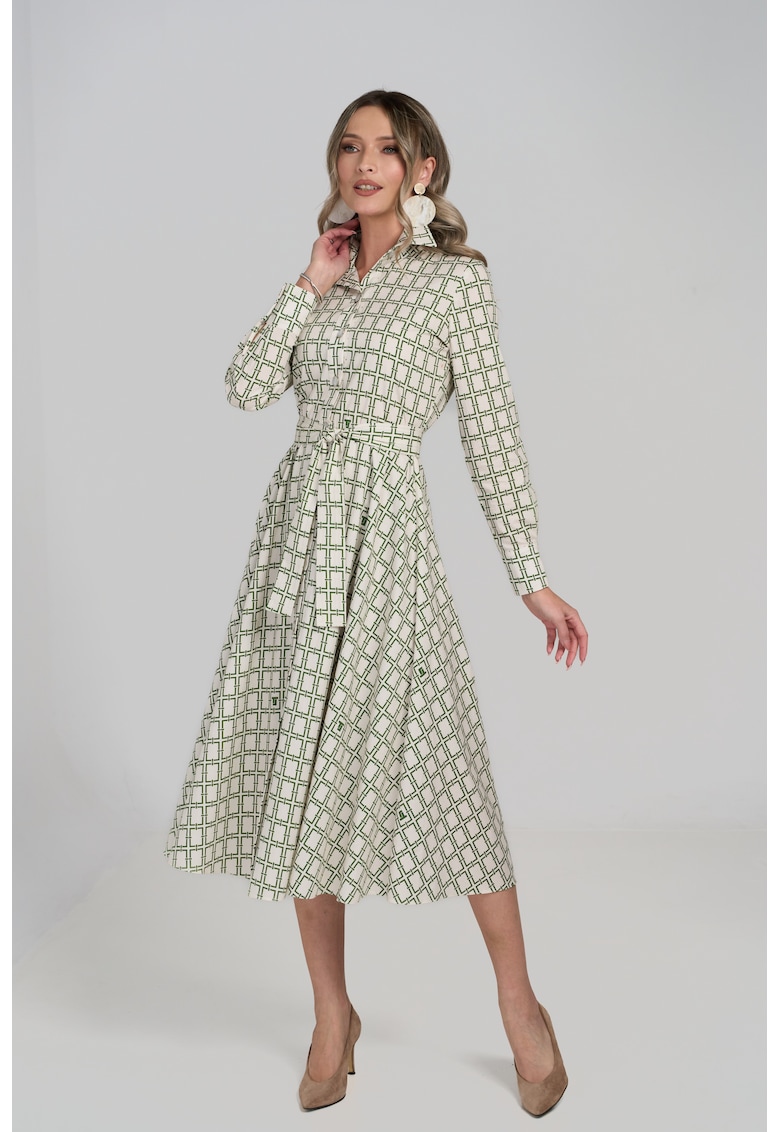 Rochie evazata din amestec de in