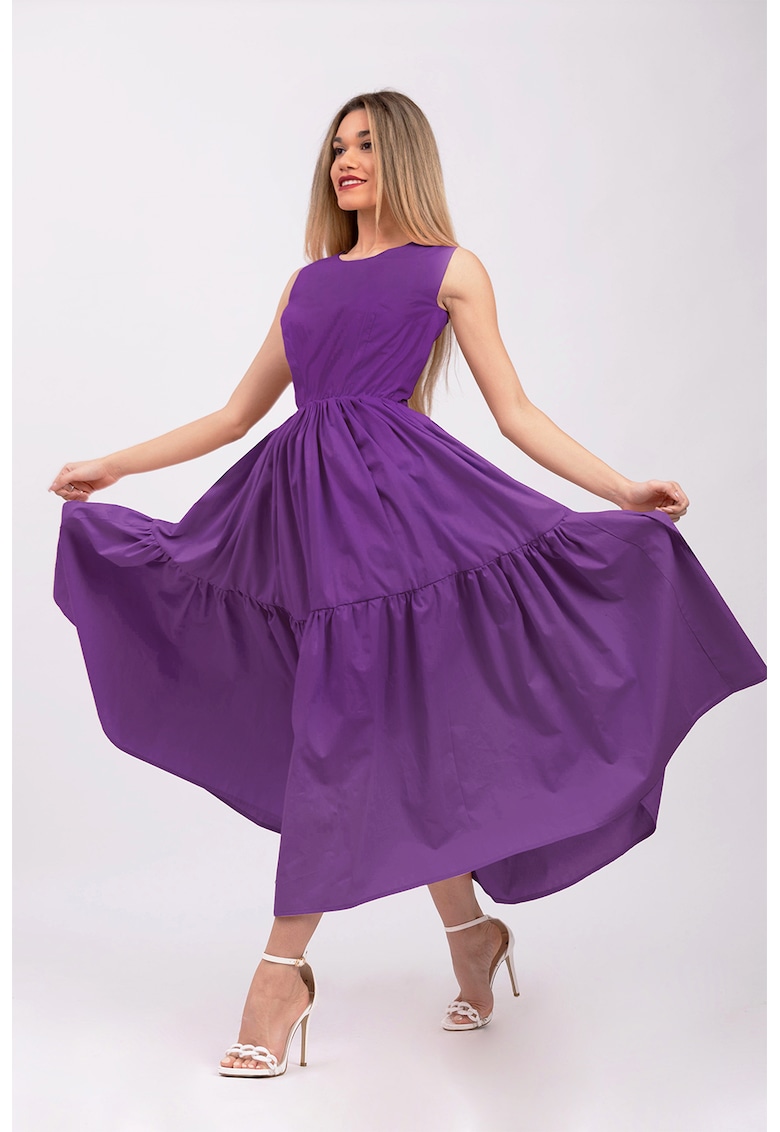 Rochie evazata fara maneci cu buzunare laterale