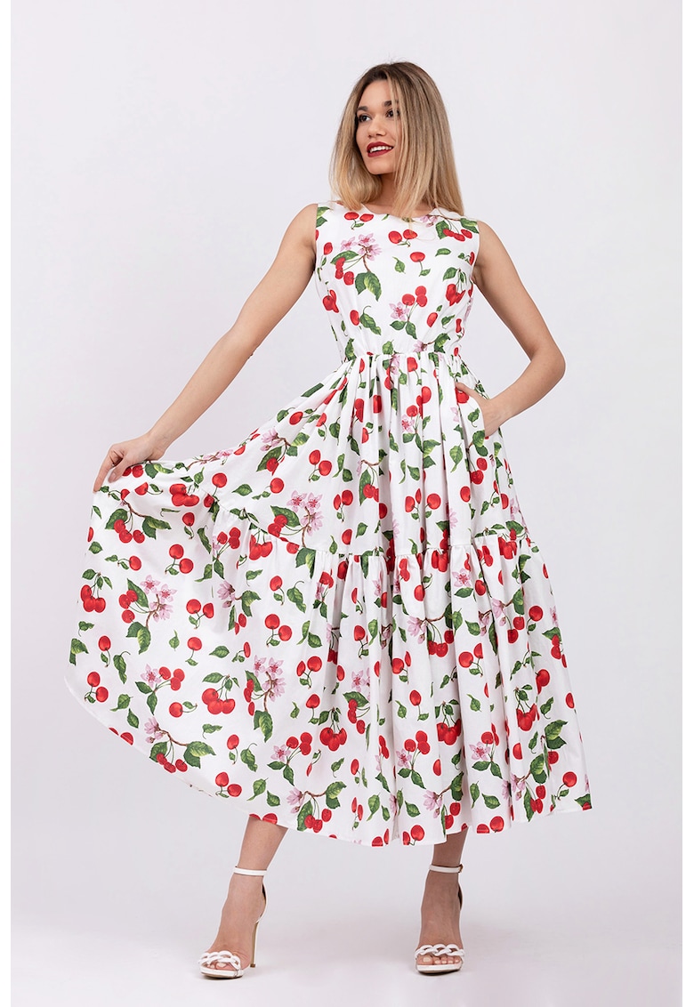 Rochie evazata fara maneci cu buzunare laterale