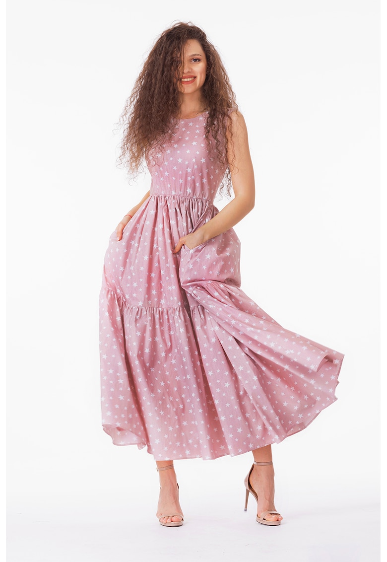 Rochie evazata fara maneci cu buzunare laterale
