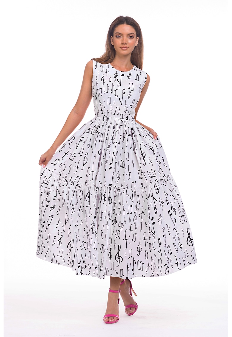 Rochie evazata fara maneci cu buzunare laterale