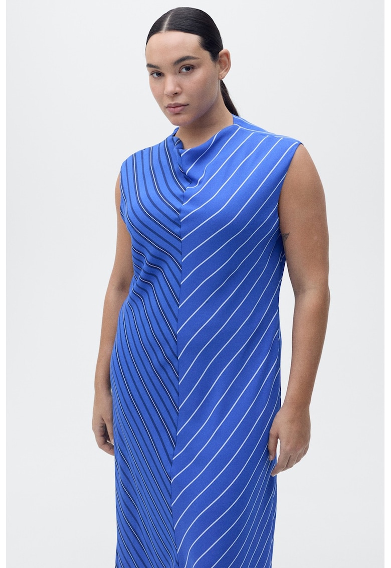 Rochie evazata maxi cu dungi