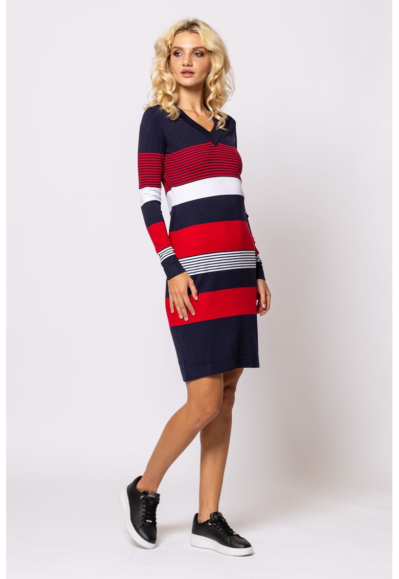 Rochie in dungi cu decolteu in V