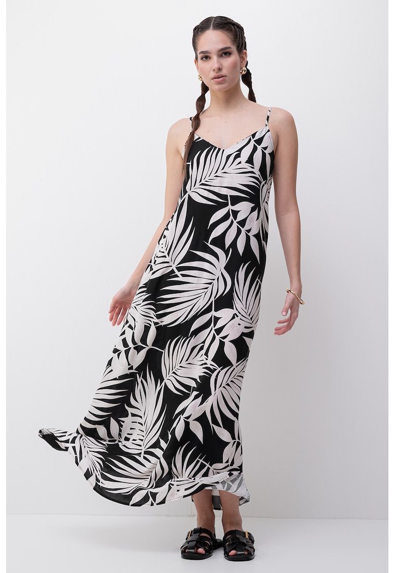 Rochie lunga cu animal print si decolteu in V