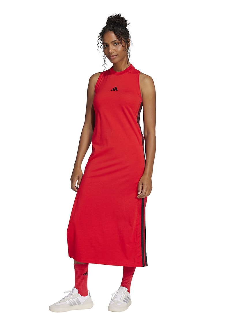 Rochie lunga din amestec de bumbac cu slit lateral