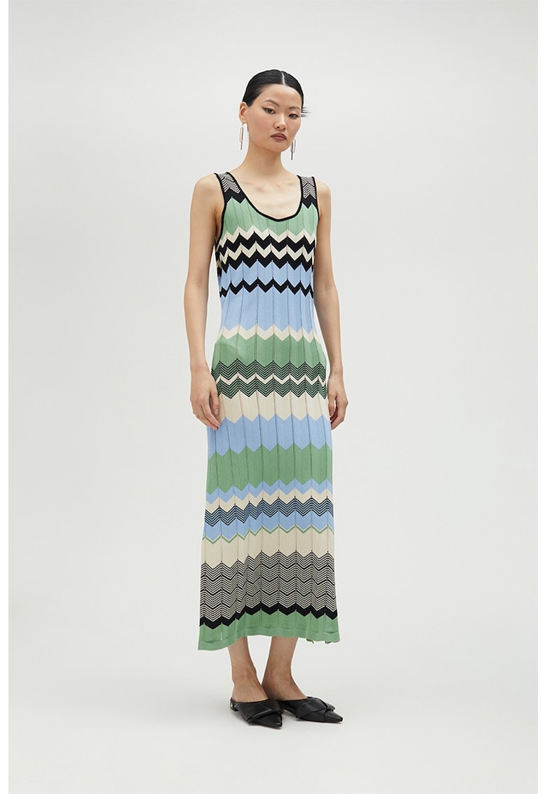 Rochie lunga din amestec de modal - fara maneci - cu slit lateral