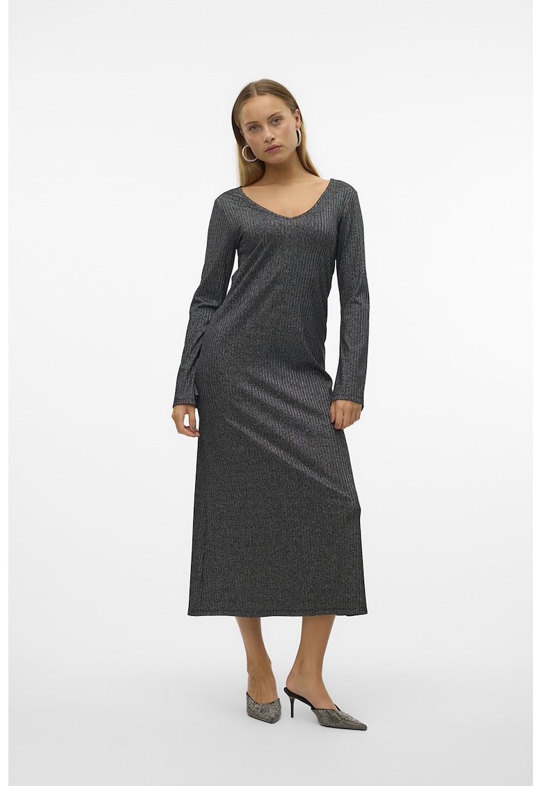 Rochie lunga din lurex cu decolteu in V