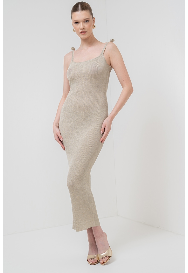 Rochie maxi cambrata cu aspect striat Porto