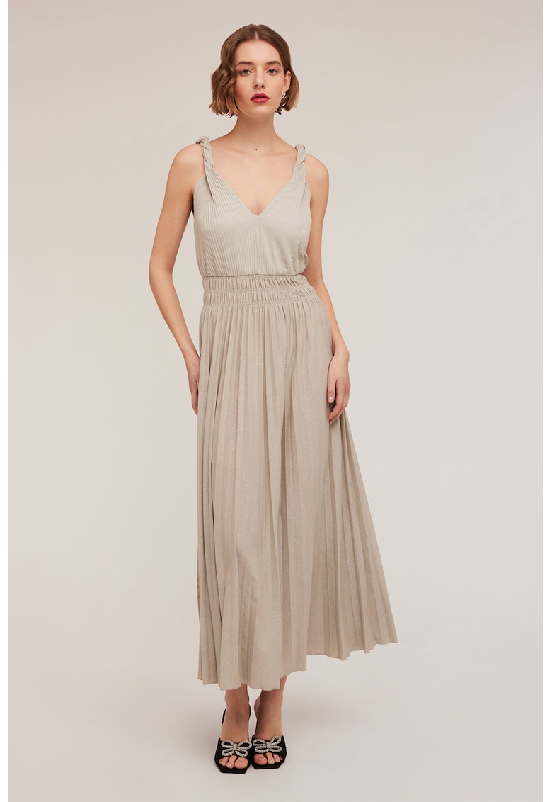 Rochie maxi cu decolteu in V si pliuri