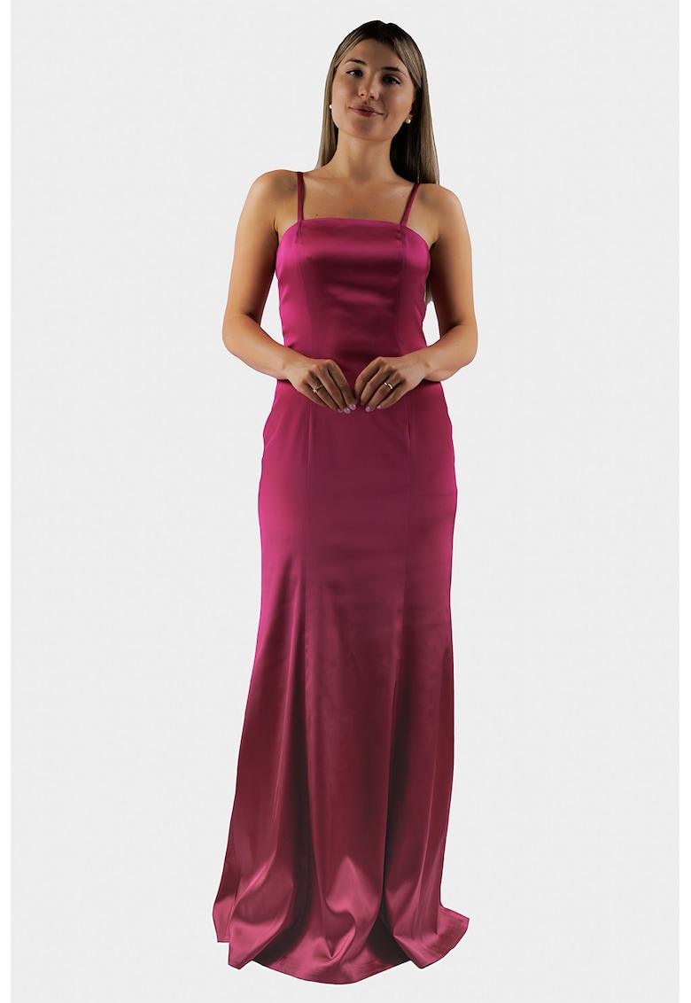 Rochie maxi de satin cu bretele inguste